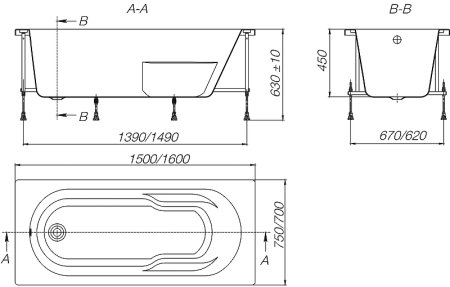 Акриловая ванна Roca Genova 150x75 ZRU9302894 без гидромассажа 