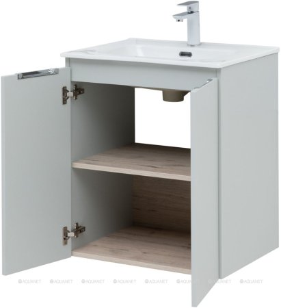 Тумба с раковиной Aquanet Алвита New 60 2 дверцы, серый 
