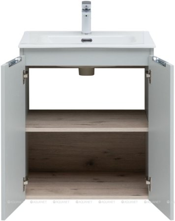 Тумба с раковиной Aquanet Алвита New 60 2 дверцы, серый 