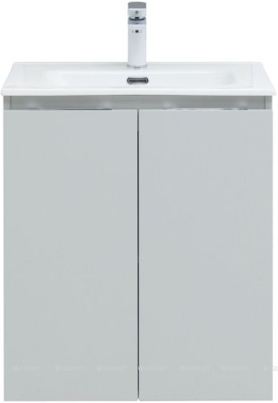 Тумба с раковиной Aquanet Алвита New 60 2 дверцы, серый 