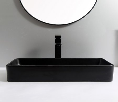 Раковина CeramaLux 9396MB накладная, черная матовая 