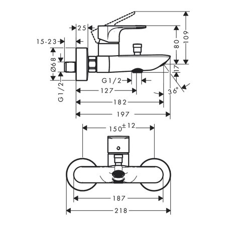 Смеситель Hansgrohe Rebris E 72450670 для ванны черный 