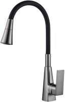 Смеситель для кухни с гибким изливом Shevanik S543T-3, оружейная сталь/черный