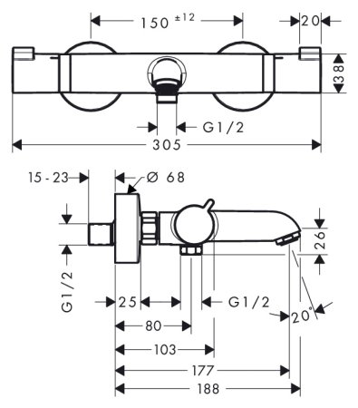 Термостат Hansgrohe Ecostat Comfort 13114000 для ванны с душем 