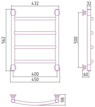 Полотенцесушитель водяной Сунержа Галант+ 500х400 мм. хром 
