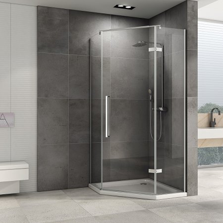 Душевой уголок Abber Ewiges Wasser 80х80 AG05080 профиль Хром стекло прозрачное 