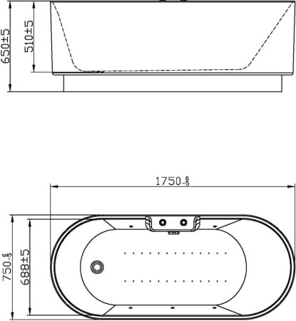 Акриловая ванна Orans BT-NL601- FTSI Black 