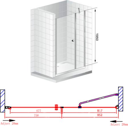 Душевая дверь в нишу Cezares Elena W B11 90/80 C Cr 