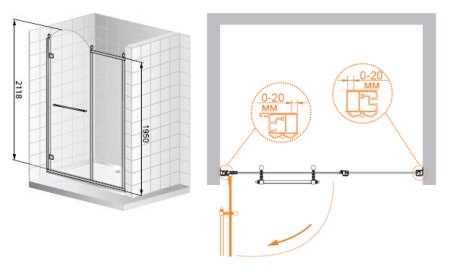 Душевая дверь в нишу Cezares Retro B11 120 PP G L 