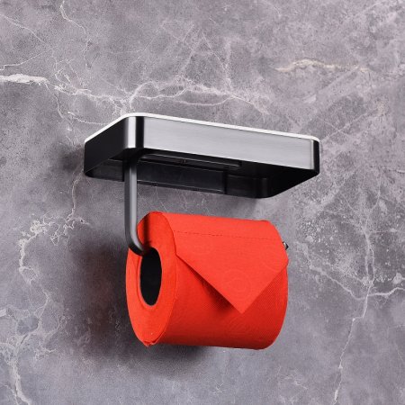 Держатель туалетной бумаги Abber Westen AA1730B с полкой Черный матовый 