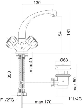 Смеситель для раковины Fiore ASTRO 14CR0369, хром 