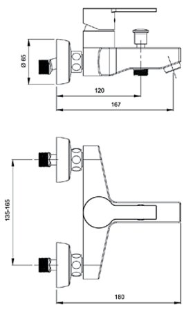 Смеситель VitrA Fuga A41057EXP для ванны с душем 