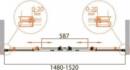 Шторка на ванну Cezares Relax VF-2-150/145-P-Bi стекло punto 