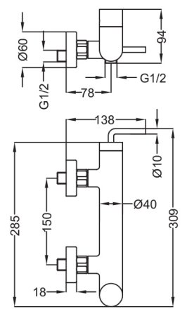 Смеситель Cezares Eco ECO-DM-01-Cr для душа 
