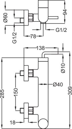 Смеситель Cezares Eco ECO-DM-01-Cr для душа 