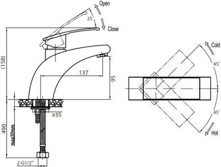 Смеситель Cezares Turbolenza C LS 01 W0 для раковины 