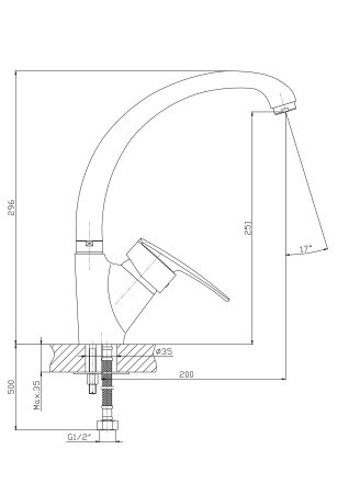 Смеситель однорычажный для кухни HAIBA HB4106 хром 
