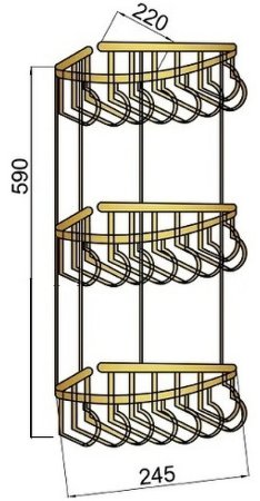 Полка корзина Boheme Imperiale 10428 угловая Золото 