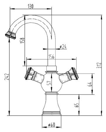 Смеситель Zorg Antic A 4005U-SL для раковины 
