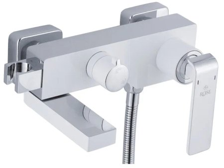 Смеситель для ванны Rose R1402F, белый/хром 