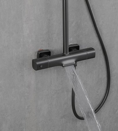 Душевая система Gappo G2495-79 с термостатом Оружейная сталь 