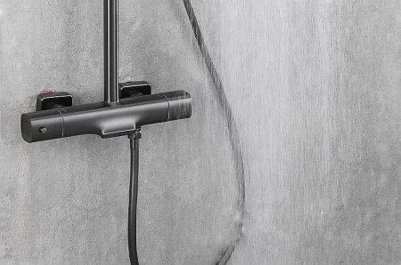 Душевая система Gappo G2495-79 с термостатом Оружейная сталь 