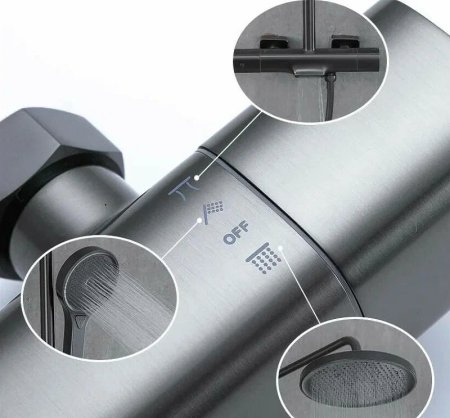 Душевая система Gappo G2495-79 с термостатом Оружейная сталь 