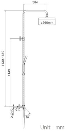 Душевая система Gappo G2495-79 с термостатом Оружейная сталь 