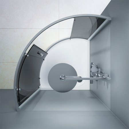 Душевой уголок AM.PM Like Solo Slide 90x90 W83G-315-090CG64 профиль Хром матовый стекло тонированное 