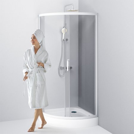 Душевой уголок AM.PM Like Solo Slide 90x90 W83G-315-090CG64 профиль Хром матовый стекло тонированное 