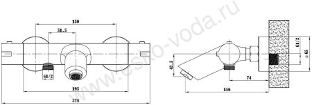 Смесител для душа ESKO с термостатом Mikros (T3054 Black) 