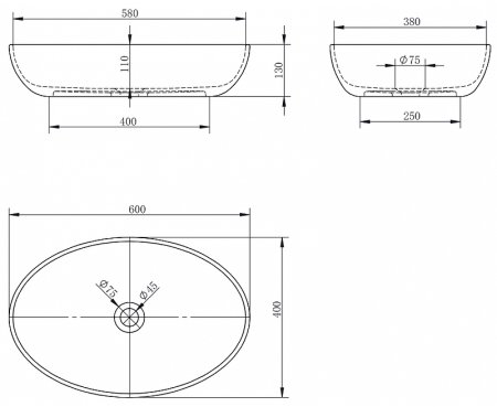 Раковина-чаша Abber Stein 60 AS2619 Белая матовая 