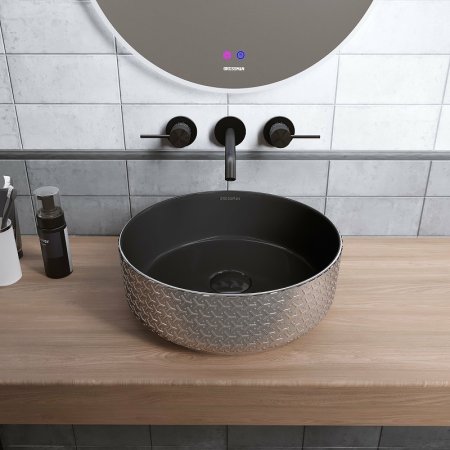 Раковина-чаша Grossman Color 35 GR-5010SBR Серебро Черная 