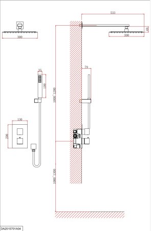 Душевая система D&K встраиваемая термостатическая Bayern.Liszt (DA2515701A04) 