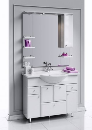 Тумба под раковину Aqwella Барселона 105 BA0110K с бельевой корзиной Белая 