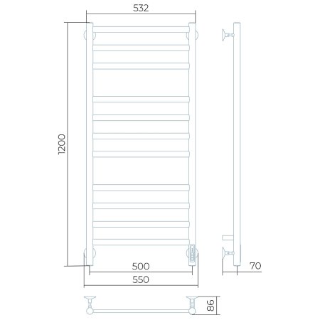 Полотенцесушитель электрический Larusso Классик Премиум П11 50х120 