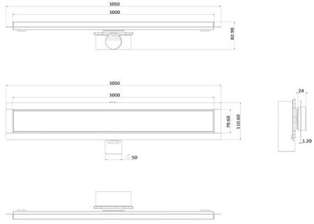 Душевой лоток ALMAes Arianda 100 AR100CH с двухсторонней решеткой Нержавеющая сталь 