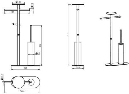 Напольная стойка Boheme Venturo 10953-B-G Черная Золото 