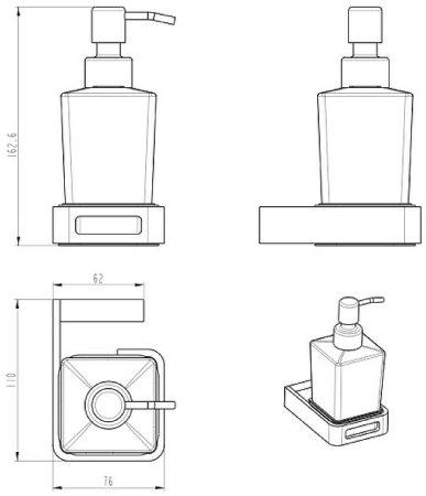 Дозатор для жидкого мыла Boheme Q 10957-B Черный матовый 