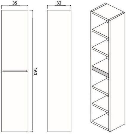 Шкаф пенал Creto Scala 35 3-1035W подвесной White 