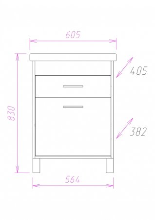 Тумба с раковиной Onika Натали 60.13, ясень таормина 
