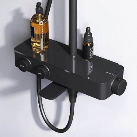 Душевая система AM.PM Inspire V2.0 F0750A522 с термостатом Черная матовая 