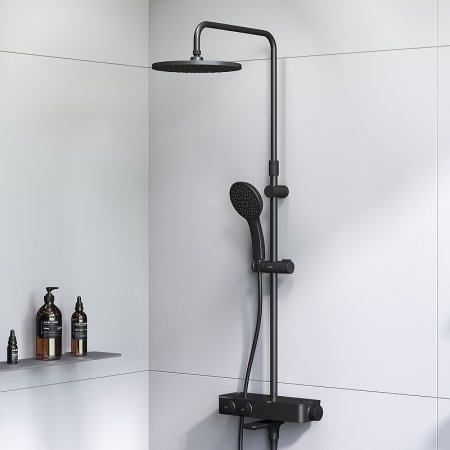 Душевая система AM.PM Inspire V2.0 F0750A522 с термостатом Черная матовая 