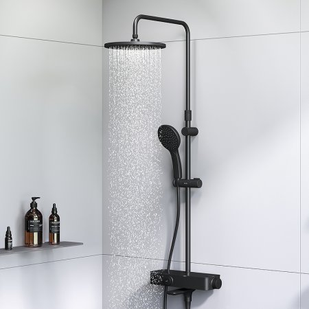 Душевая система AM.PM Inspire V2.0 F0750A522 с термостатом Черная матовая 