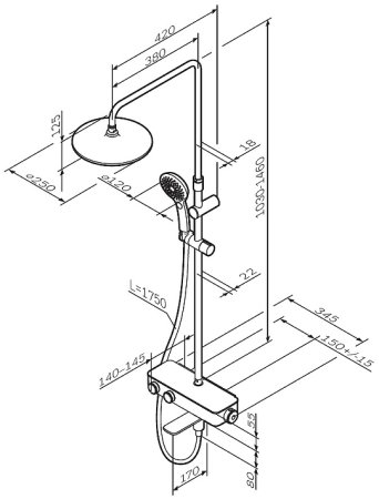 Душевая система AM.PM Inspire V2.0 F0750A522 с термостатом Черная матовая 