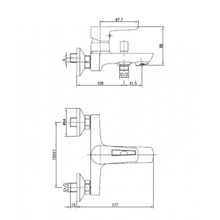 Смеситель для ванны Landberg LB-91141 Хром 