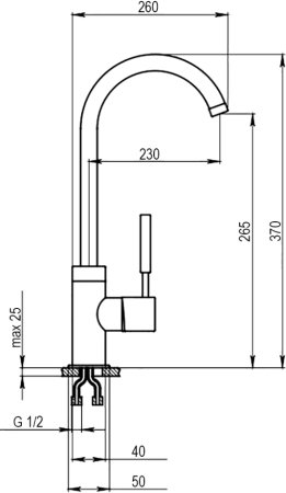 Смеситель Granula GR-3125 для кухонной мойки, черный 
