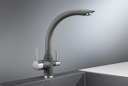 Смеситель Granula GR-2304 для кухонной мойки, графит 