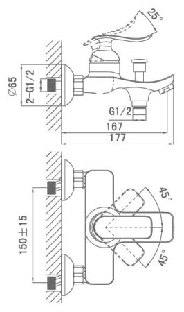Смеситель D&K Liszt Bayern DA1233201 для ванны с душем 