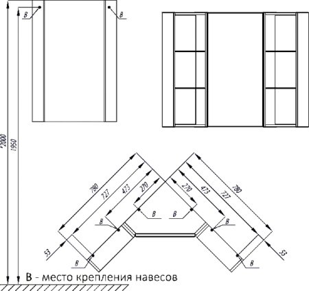 Зеркальный шкаф Aquaton Кантара 42 1A205702ANW70 угловой Дуб полярный 